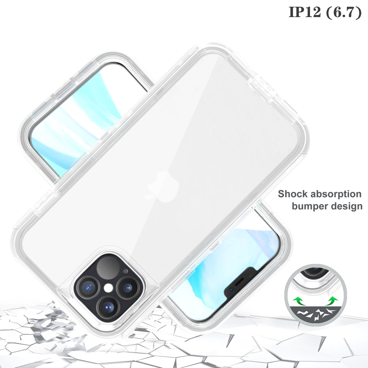 Phonix Case For iPhone 12 Pro Max Clear Diamond Case (Heavy Duty)