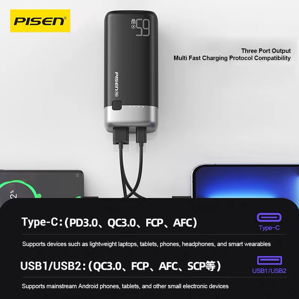 Pisen-PRO Laptop Power Bank (65W,20kmAh) (LS-DY118/Black) PD65-2 20000mAh