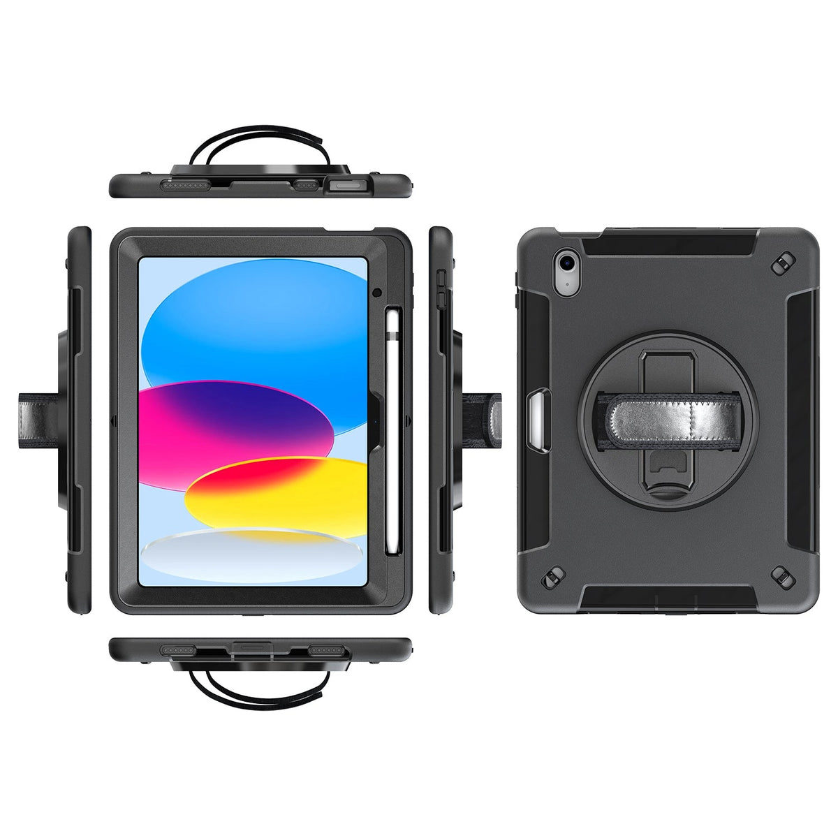 Rugged Case for iPad 7 / 8 / 9th Gen 10.2" Generic Heavy Duty with Pen Holder(Black Diamond)