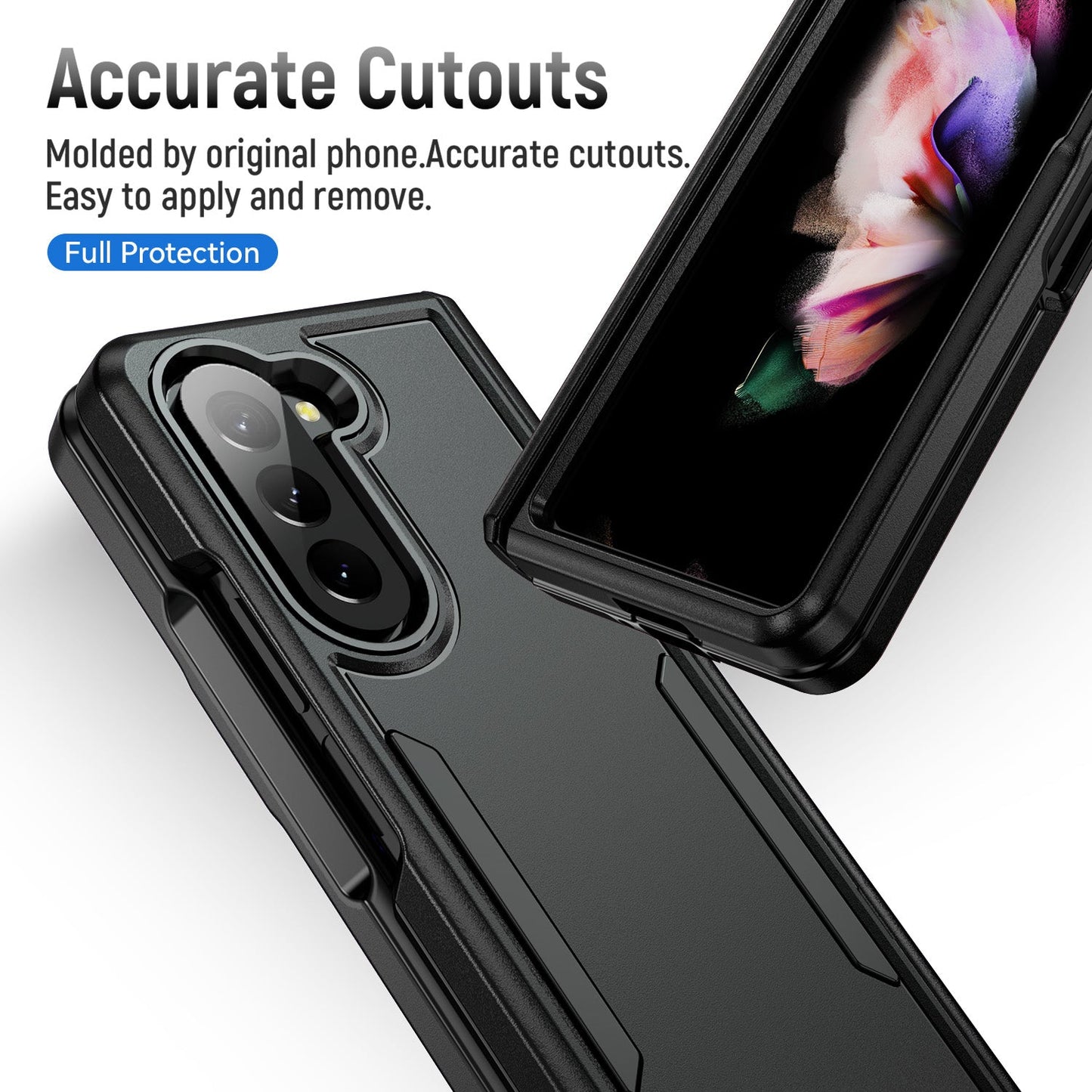 Phonix Case For Galaxy Z Fold 5 Black Armor Case