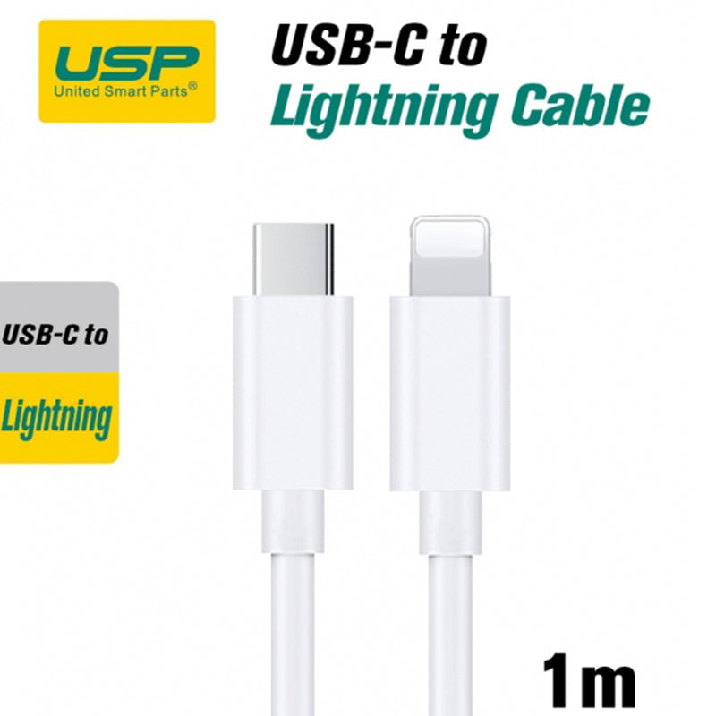 1M Lightning to USB-C Mini White Cable USP