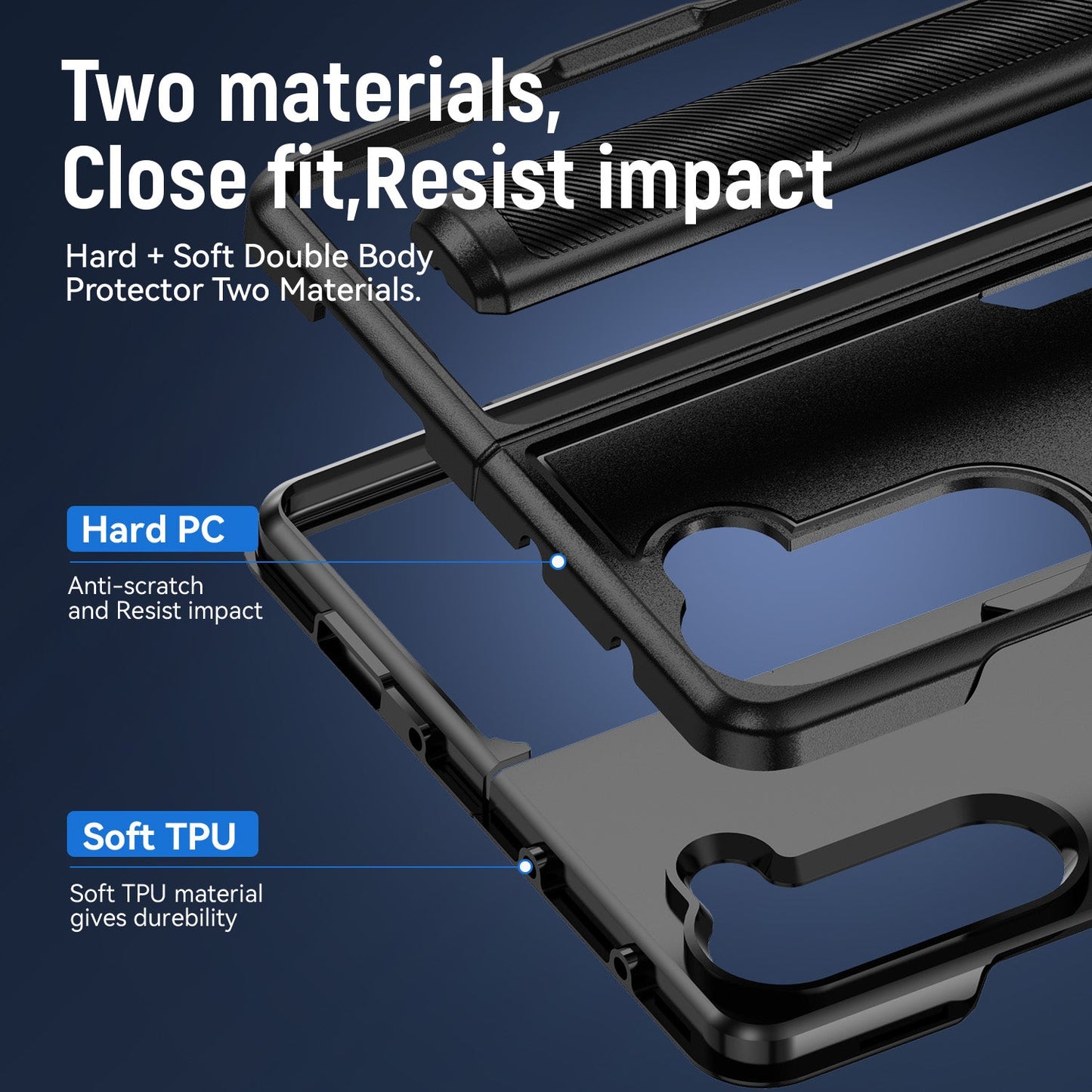 Phonix Case For Galaxy Z Fold 5 Black Armor Case