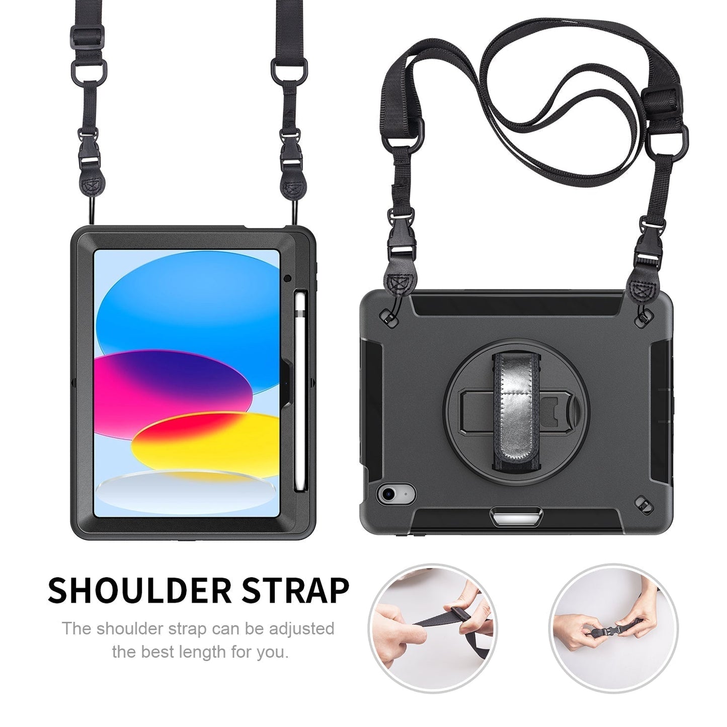 Galaxy Tab S6 Lite 10.4'' 2022 Generic Heavy Duty Rugged Case with Pen Holder(Black Diamond)