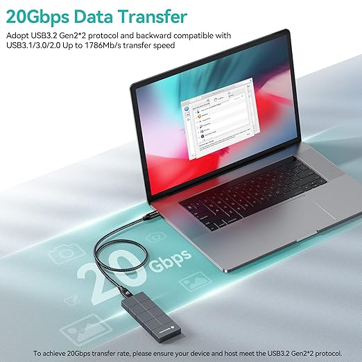 2M BoostUp Cafule USB-C to USB-C Cable Charge & Video Black (USB 3.2 Gen2 - 20Gbps, 100W/5A, 8K/60Hz)