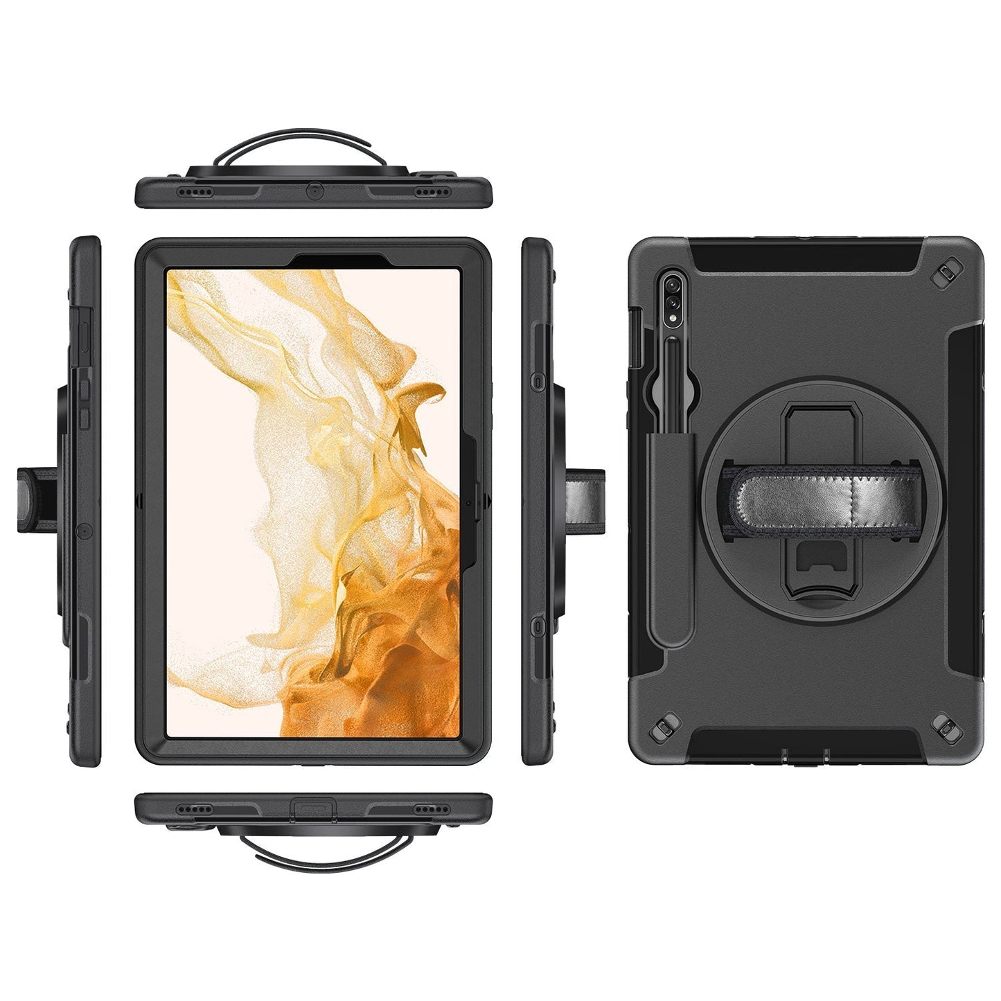 Rugged Case For Galaxy Tab S7 Plus / S7 FE / S8 Plus 12.4" with Pen Holder(Black Diamond)