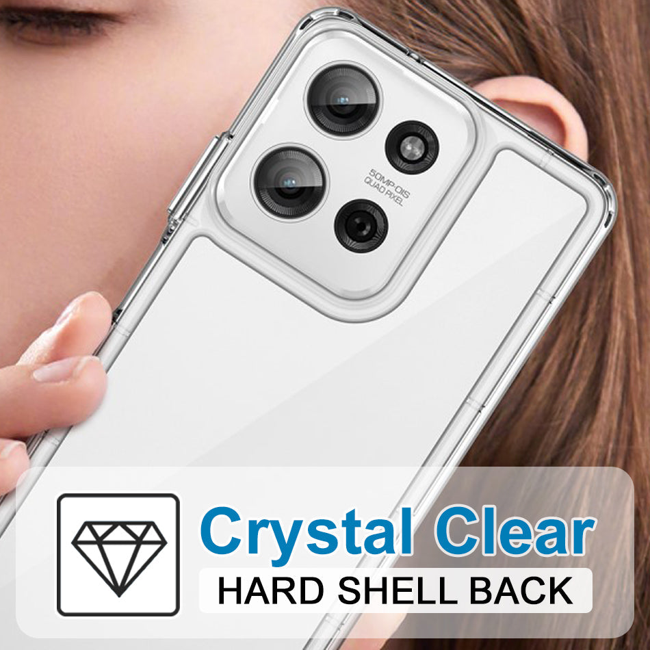 Motorola G56 Clear Acrylic+ TPU hard Case  (With Soft Round Airbags)