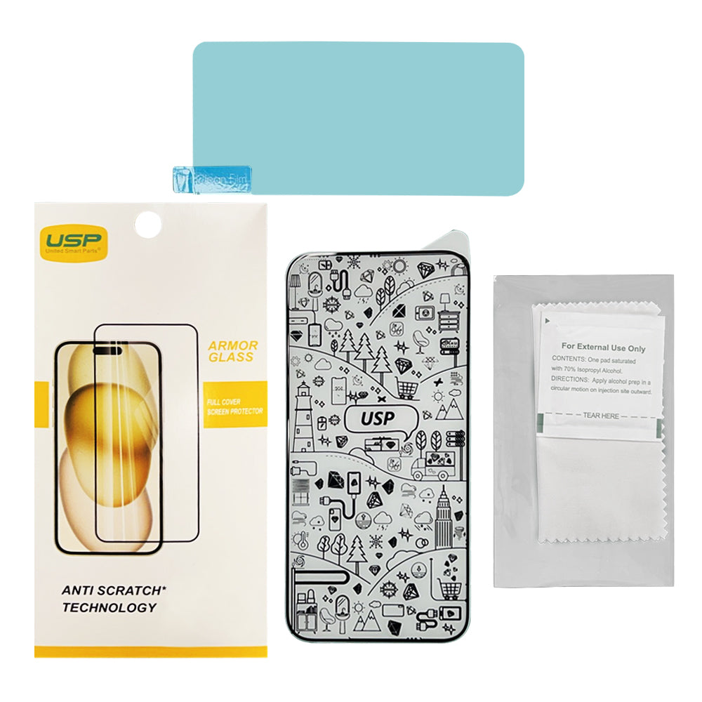 USP Armor Glass Screen Protector For iPhone 16 / 15 Full Cover (1  Piece/Box)