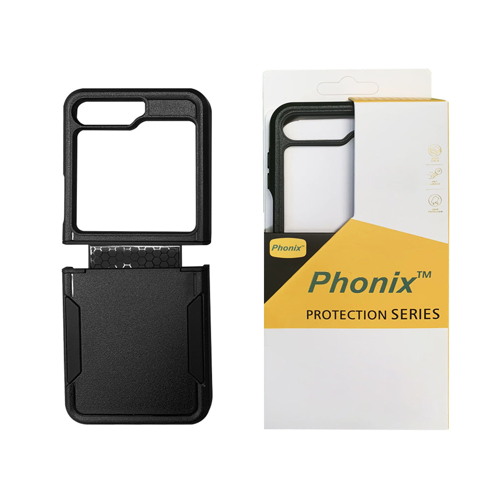 Phonix Case For Galaxy Z Flip 7FE Black Armor light Case