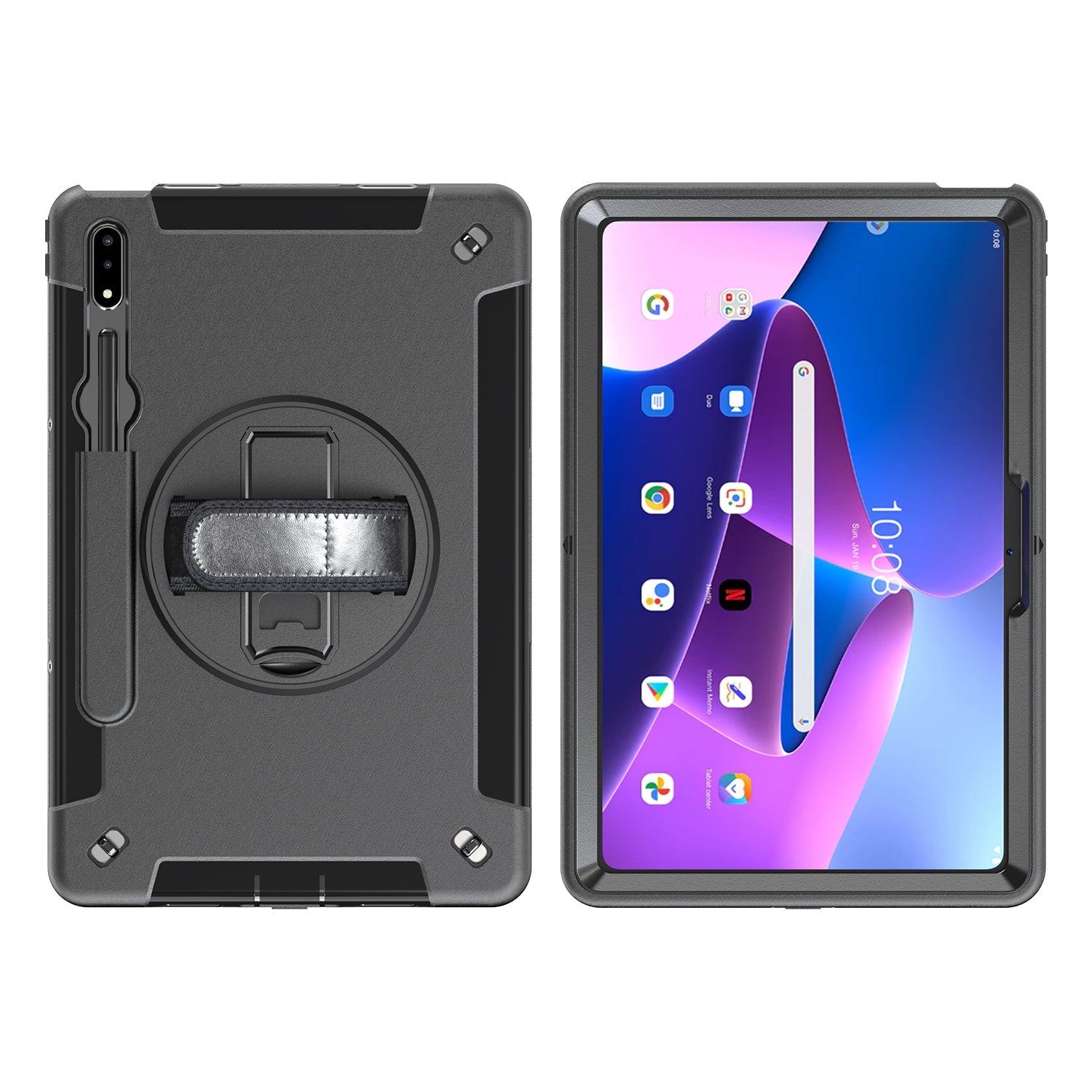 Rugged Case For Lenovo Tab M8 8" 4thGen(TB-300) Generic with Pen Holder（Black Diamond）