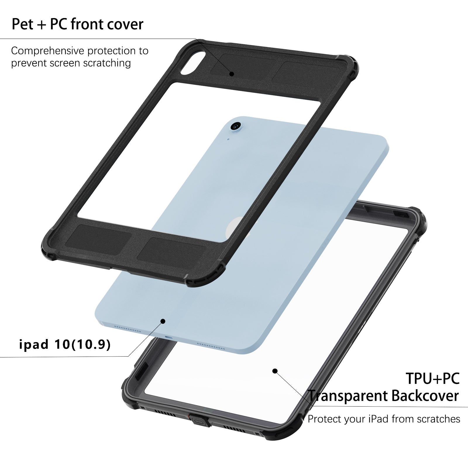 Waterproof Case With Pen Holder for iPad 11“（A16 2025）/ iPad (10th Gen 2022) 10.9‘’