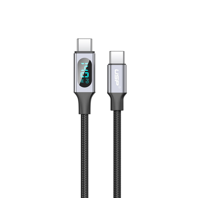 0.5M HyperLink Digital display USB-C to USB-C Cable Charge & Connect Black 140W USP