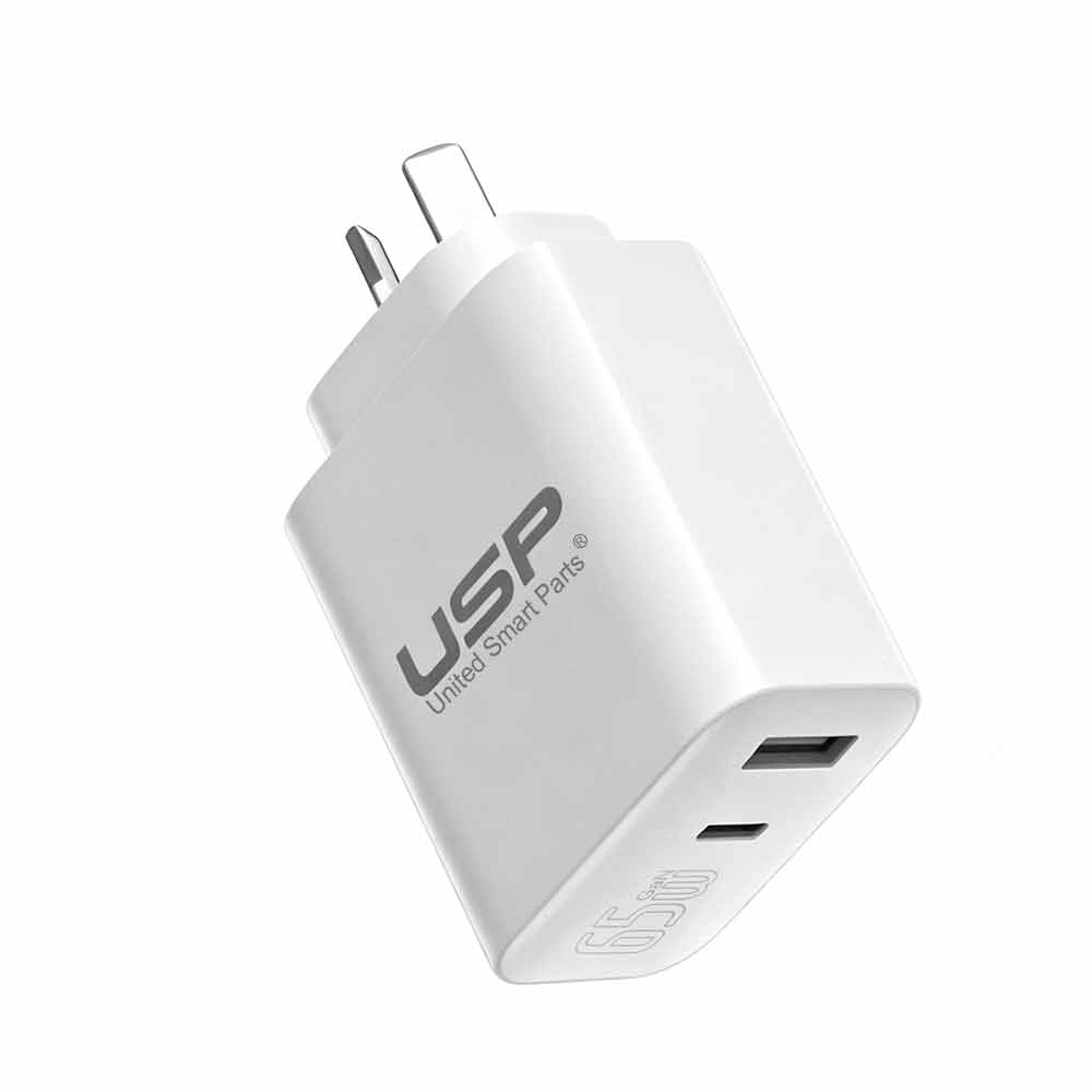 65W GaN 2 Ports USB-C PD Super Fast Laptop Wall Charger USP 2 Years Warranty