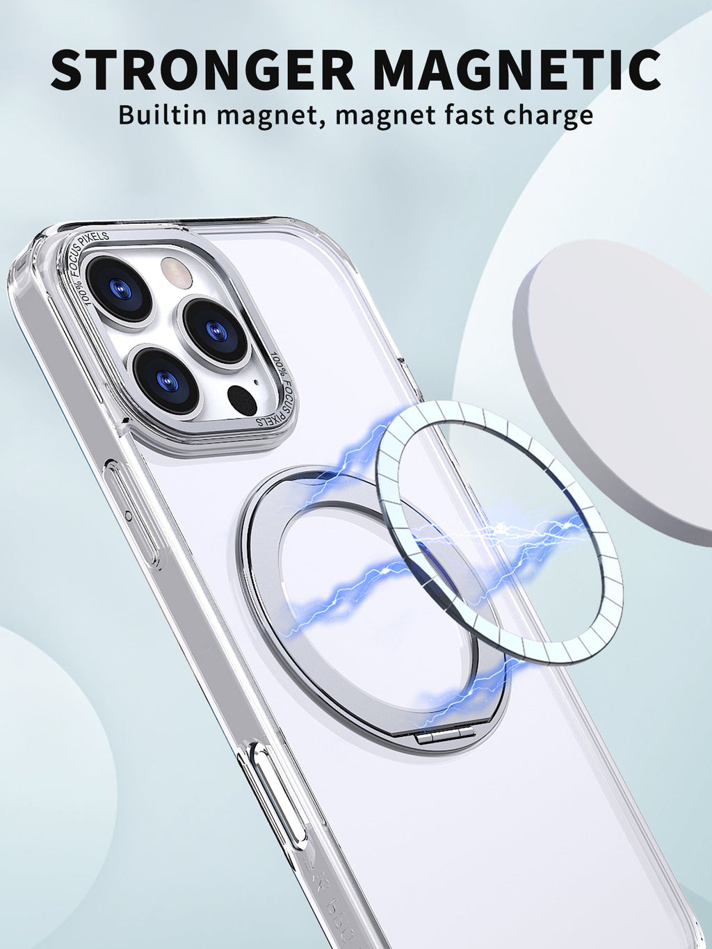USP Clear Case For iPhone 17 360° Rotatable Ring Stand Compatible With Magsafe