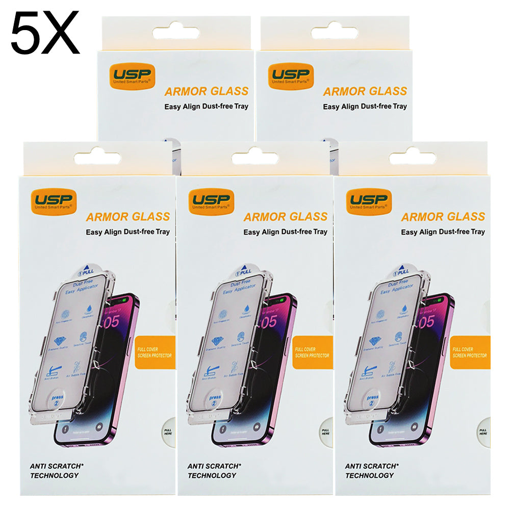 USP Easy Align Dust-free Tray Screen Protector For iPhone 17e/16e/14/13/13 Pro Full Cover (1 Piece/Box)