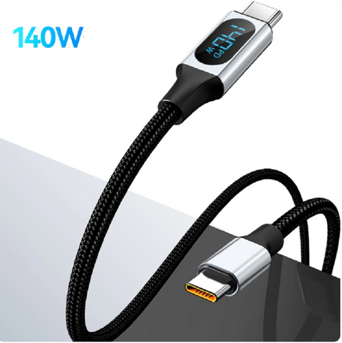 0.5M HyperLink Digital display USB-C to USB-C Cable Charge & Connect Black 140W USP