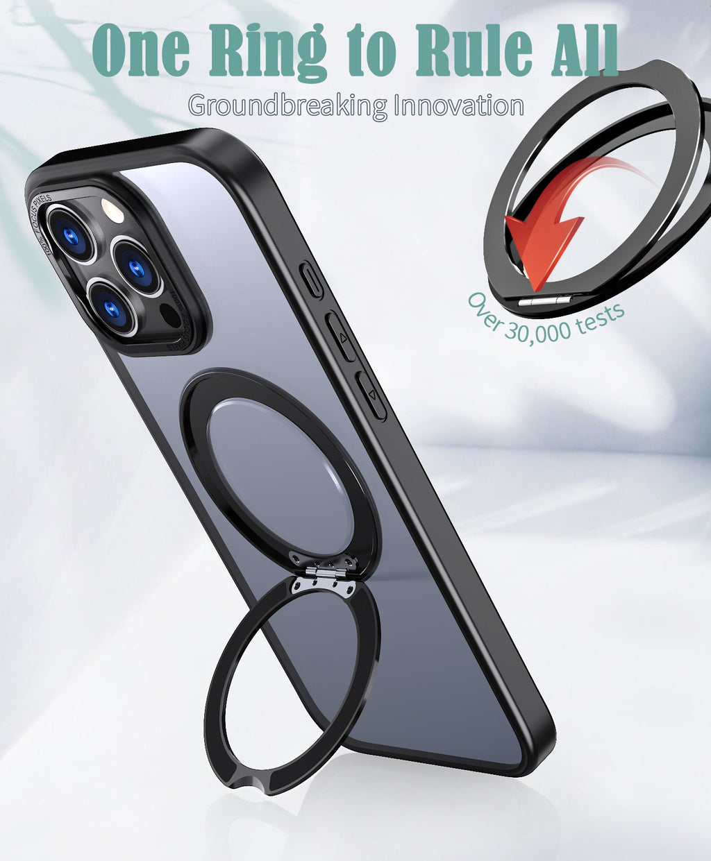USP Black Case For iPhone 17 360° Rotatable Ring Stand Compatible With Magsafe