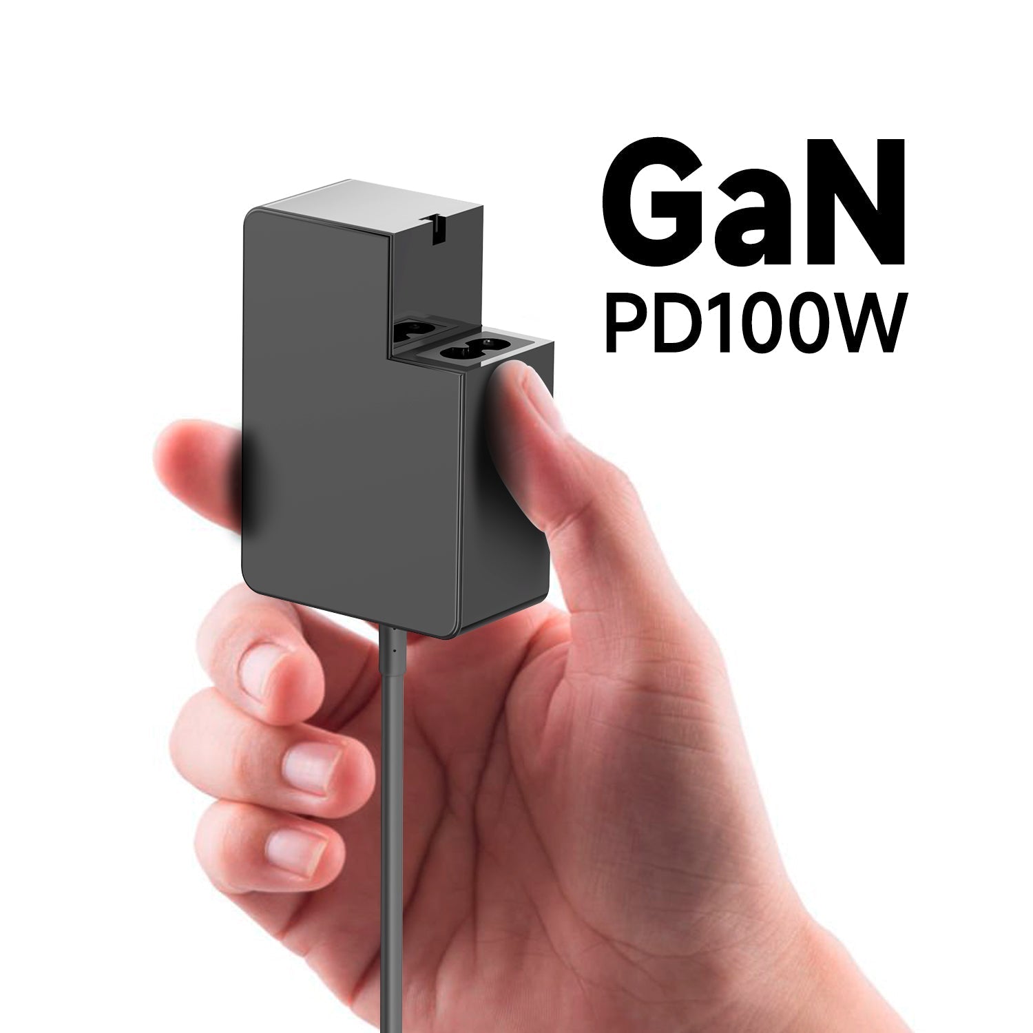 USP 100W USB-C GaN Charger + USB-C Cable- Black Compact Laptop Charger