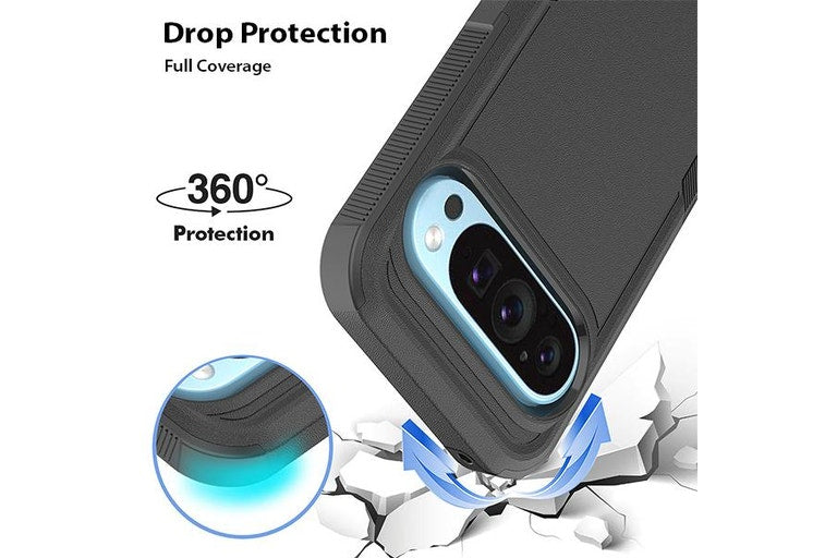 Phonix Case for Pixel 9 / 9 Pro/ 10 /10 Pro 5G Black Armor Light Case