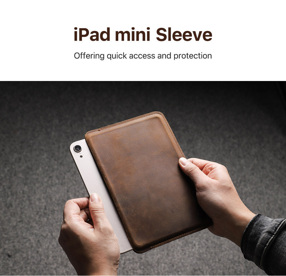 Genuine Leather iPad Sleeve for iPad Mini (7.9") (5th/4th/3rd/2nd/1sth Gen) / iPad Mini (8.3") (6th Gen) Case