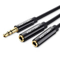30cm Aluminum Alloy Male to Female Dual Headphone Jack Adapter