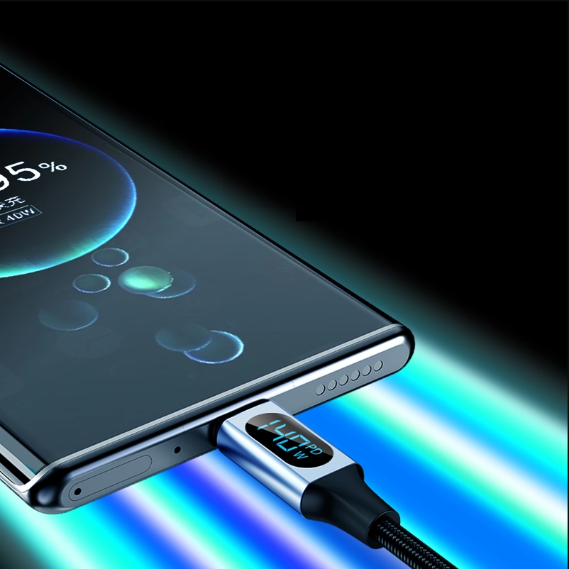 0.5M HyperLink Digital display USB-C to USB-C Cable Charge & Connect Black 140W USP