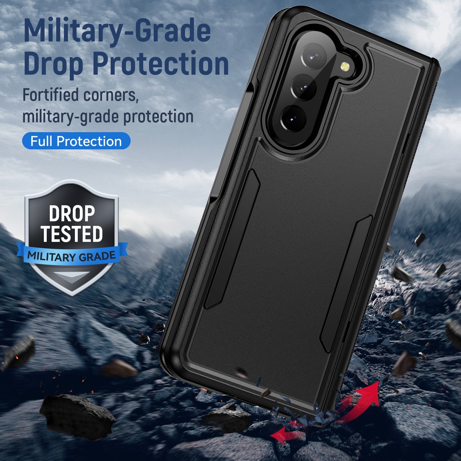 Phonix Case For Galaxy Z Fold 6  Black Armor Case