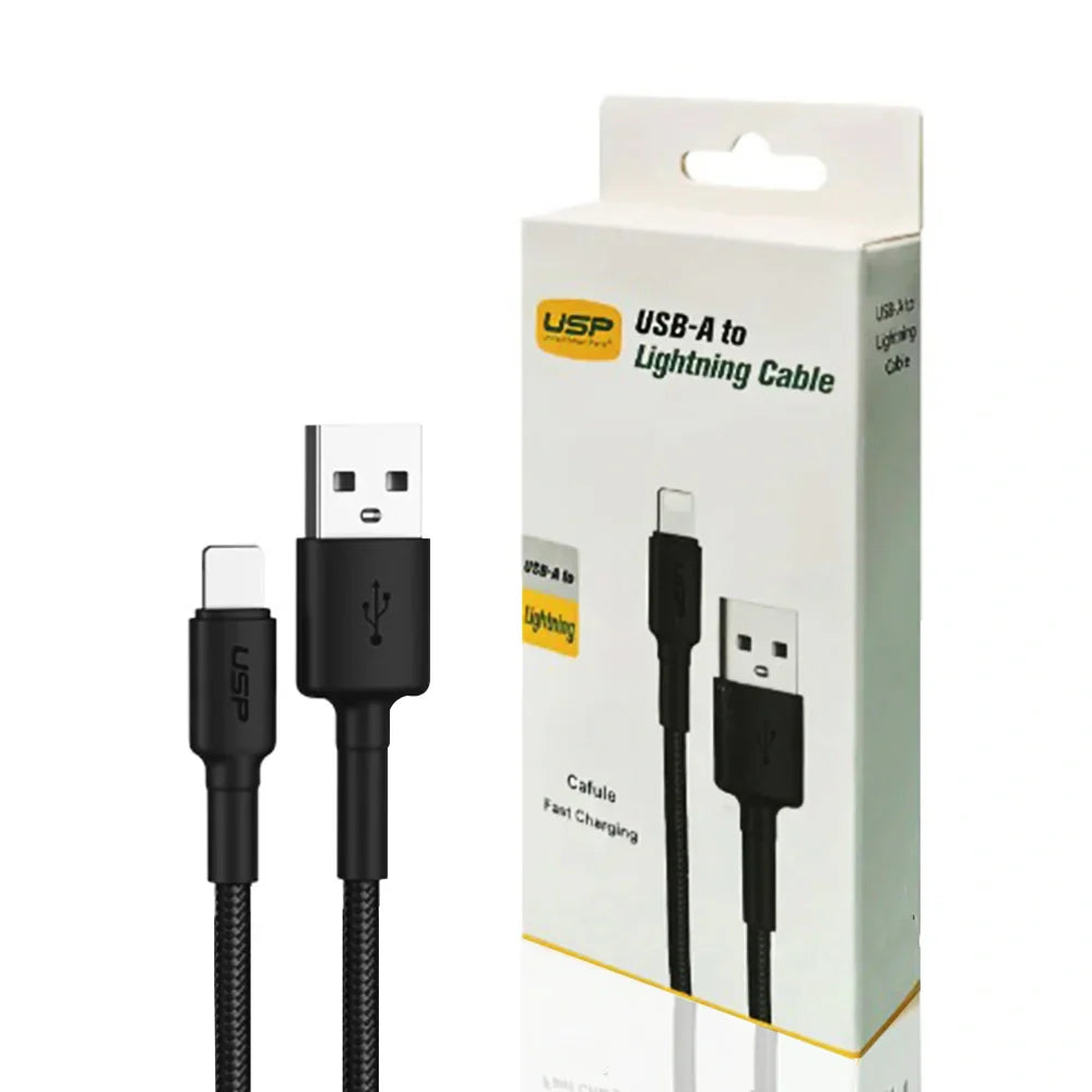 1M BoostUp Cafule Lightning to USB-A Cable Charge & Connect Black USP
