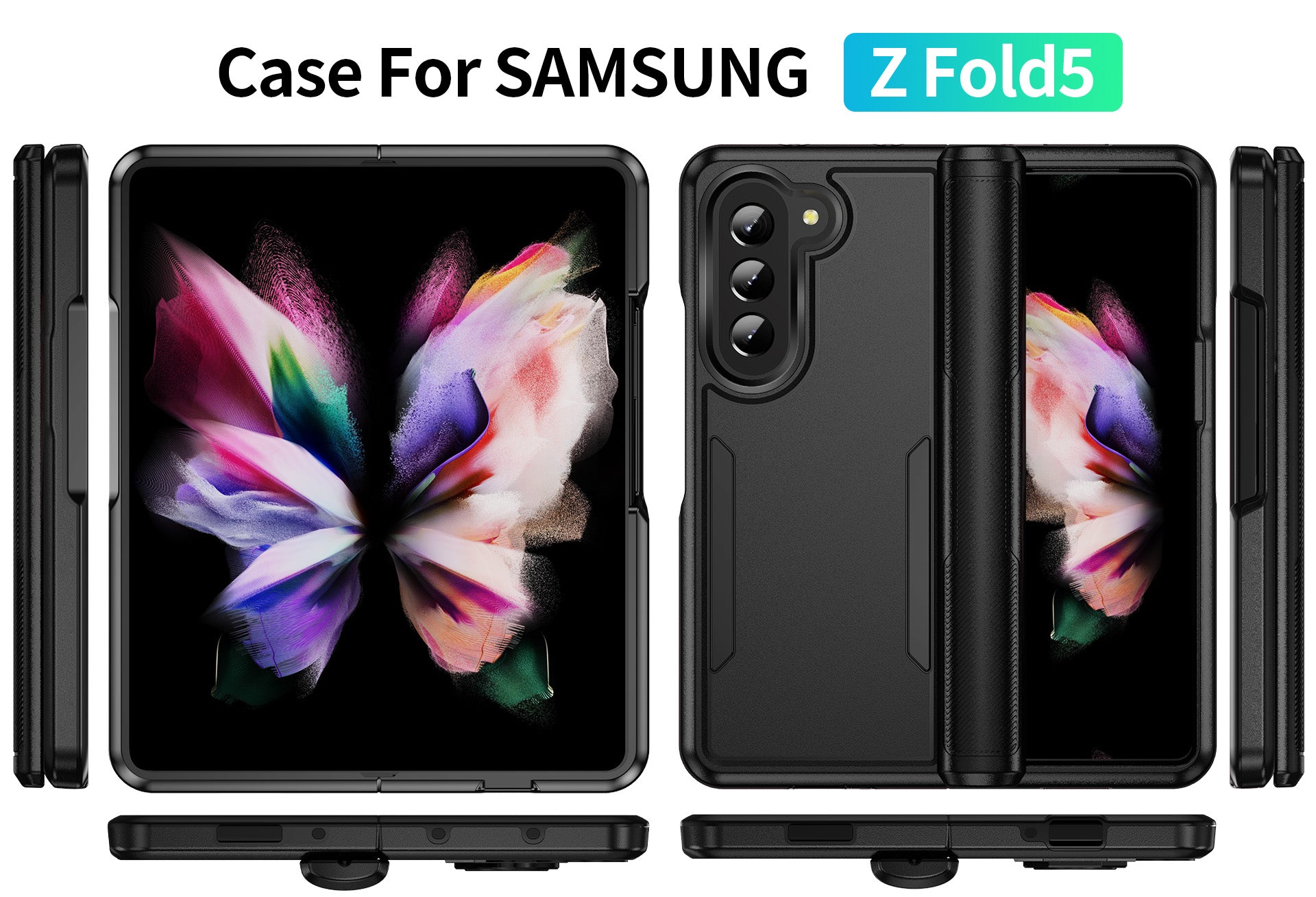 Phonix Case For Galaxy Z Fold 7  Black Armor Case