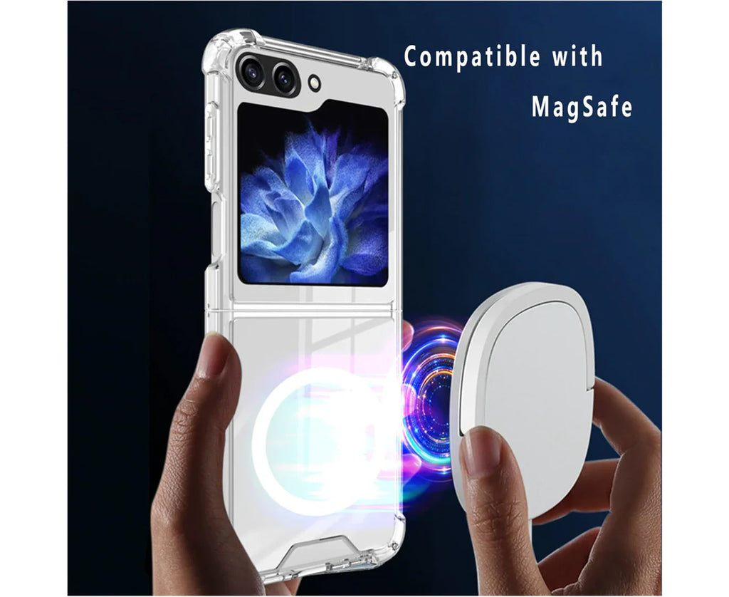 For Galaxy Z Flip 7 FE/Flip 6 Hard Crystal Clear Case Compatible With Magsafe