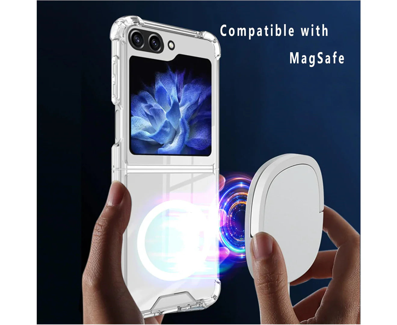 For Galaxy Z Flip 7 FE/Flip 6 Hard Crystal Clear Case Compatible With Magsafe