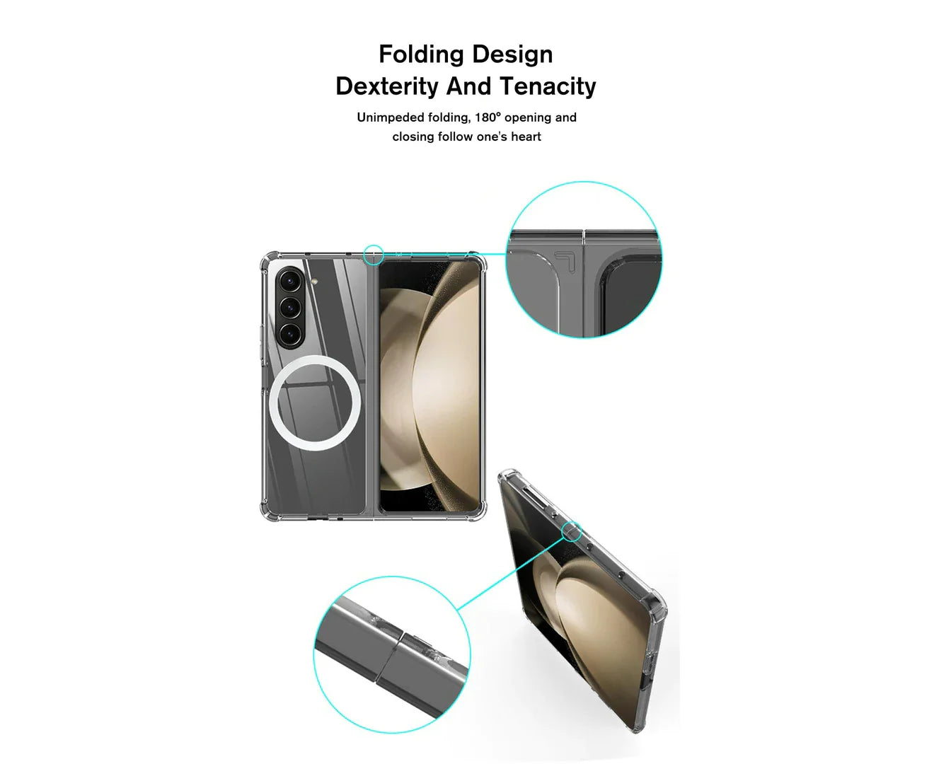 For Galaxy Z Fold 6  Hard Crystal Clear Case Compatible With Magsafe