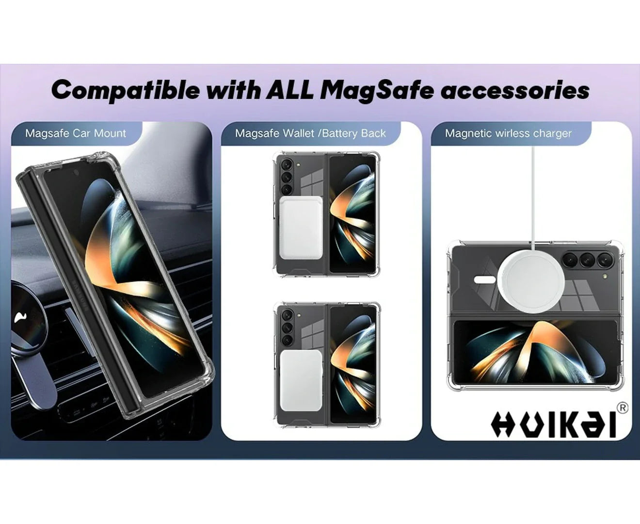 For Galaxy Z Fold 6  Hard Crystal Clear Case Compatible With Magsafe