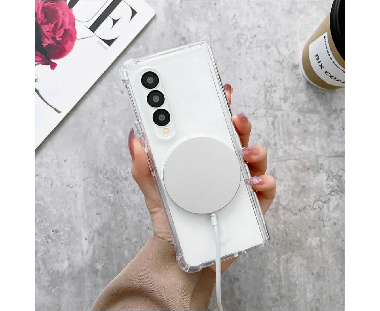 For Galaxy Z Fold 6  Hard Crystal Clear Case Compatible With Magsafe