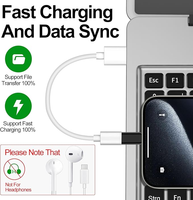 Charging and Data Transfer Lightning To USB-C Adapter