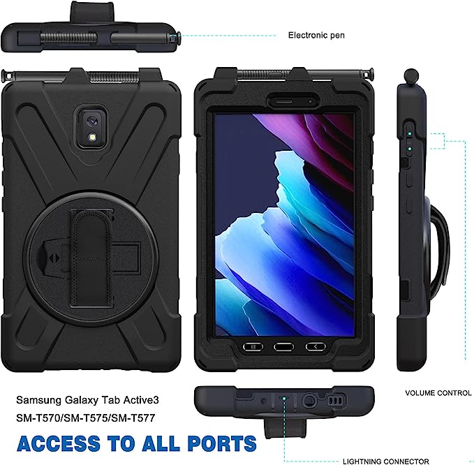 Rugged Case with Pen Holder for iPad Air 13“(M2,2024)(M3, 2025)(M4, 2026)/iPad Pro 12.9"(2022/2021/2020/2018)