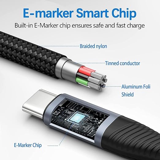 2M BoostUp Cafule USB 3.2 Gen-C to USB-C Cable Charge & Video Black （USB 3.2 Gen 2x2 - 20Gbps, 100W/5A, 8K/60Hz)