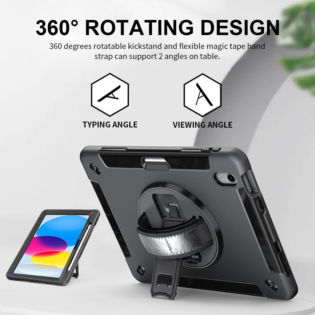 Rugged Case with Pen Holder for iPad Air 13“(M2,2024)(M3, 2025)(M4, 2026)/iPad Pro 12.9"(2022/2021/2020/2018)