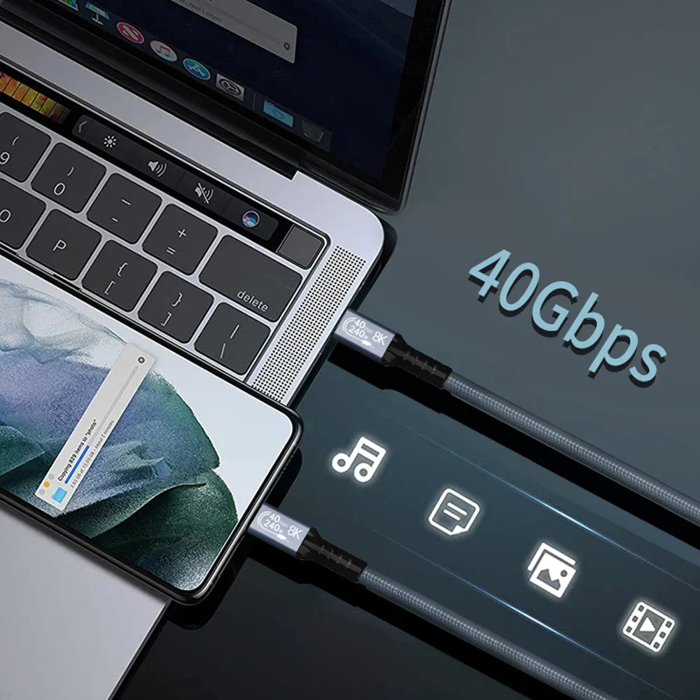 1M HyperLink X Thunderbolt 4 USB-C to USB-C Cable Charge & Video Black （USB 4 - 40Gbps, 240W, 8K/60Hz)