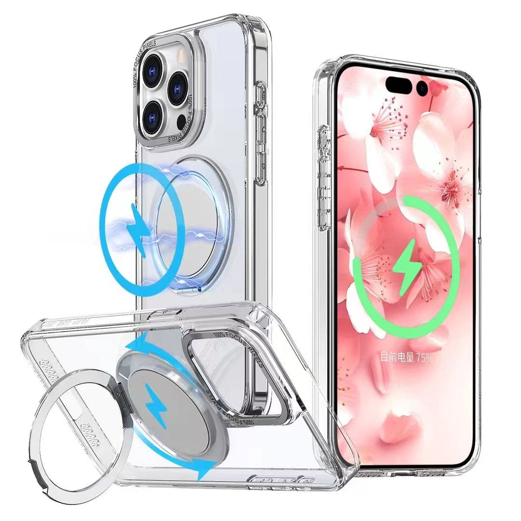 USP Clear Case For iPhone 17 Pro 360° Rotatable Ring Stand Compatible With Magsafe