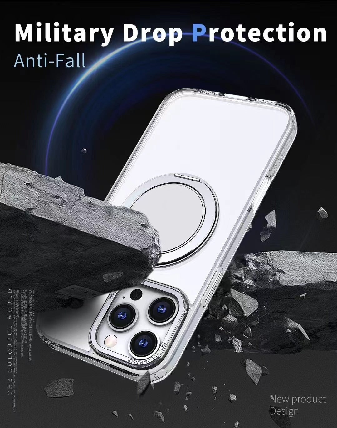 USP Clear Case For iPhone 16 Pro 360° Rotatable Ring Stand Compatible With Magsafe