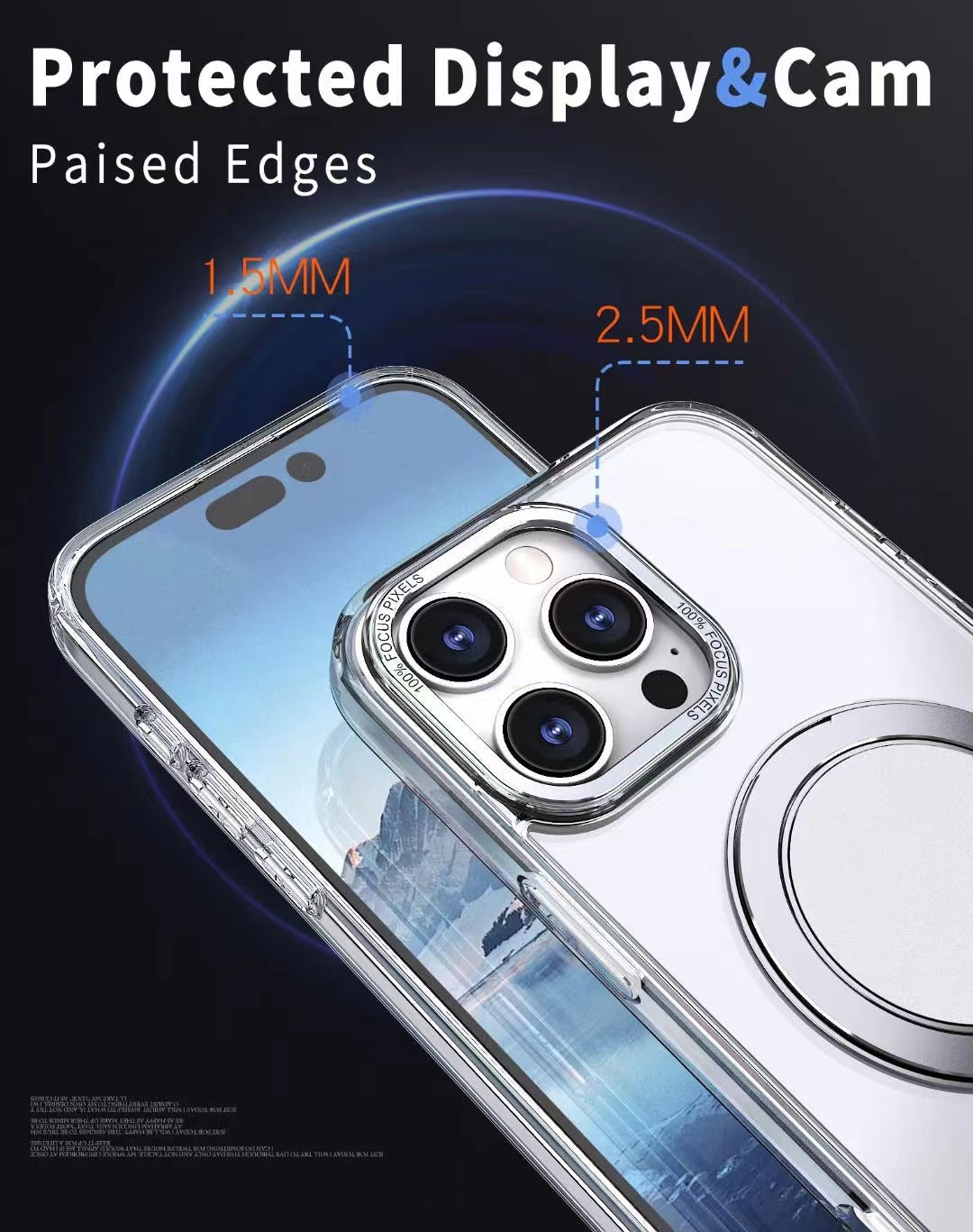 USP Clear Case For iPhone 16 360° Rotatable Ring Stand Compatible With Magsafe