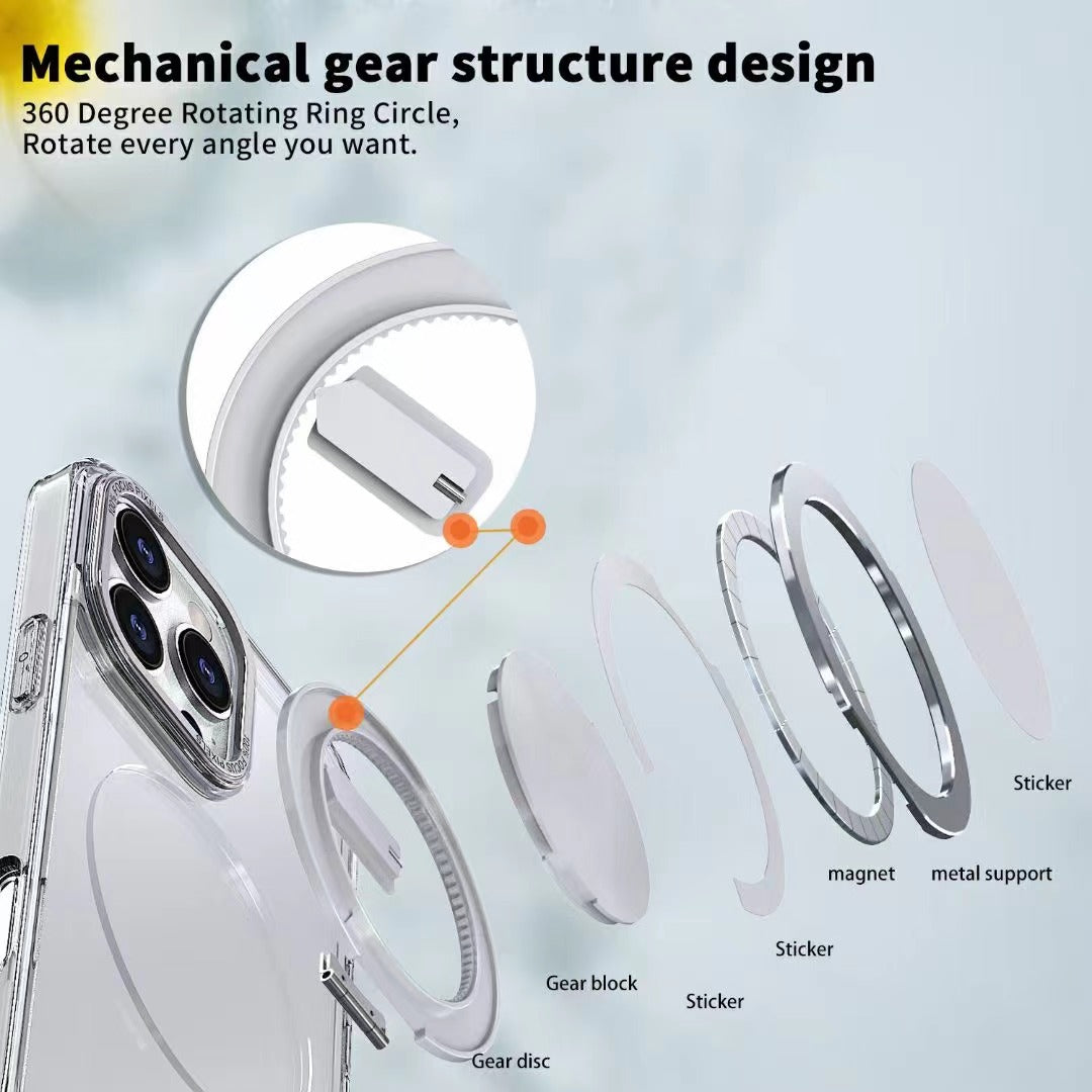 USP Clear Case For iPhone 16 360° Rotatable Ring Stand Compatible With Magsafe