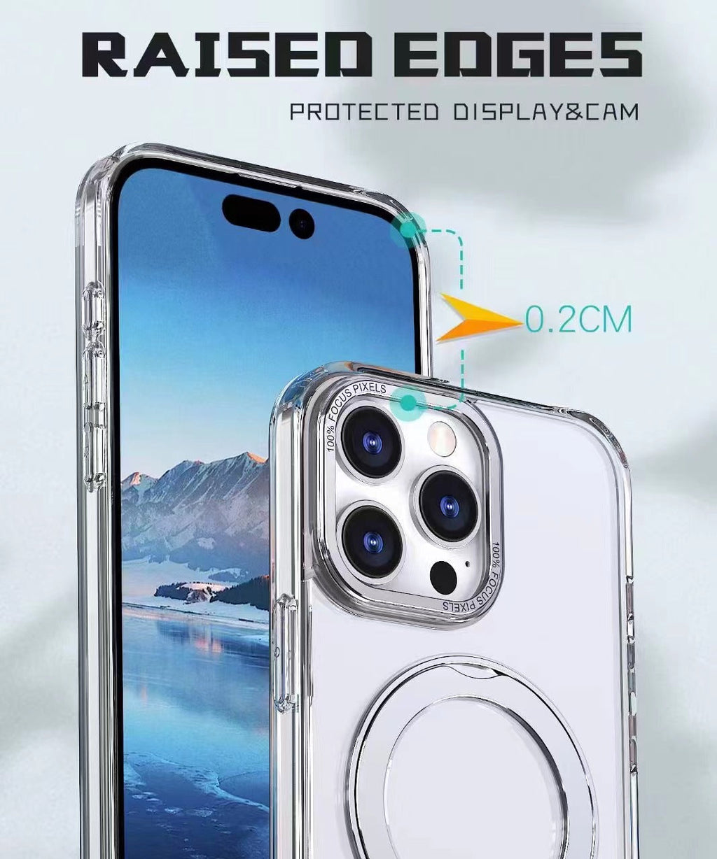 USP Clear Case For iPhone 17 Pro Max 360° Rotatable Ring Stand Compatible With Magsafe