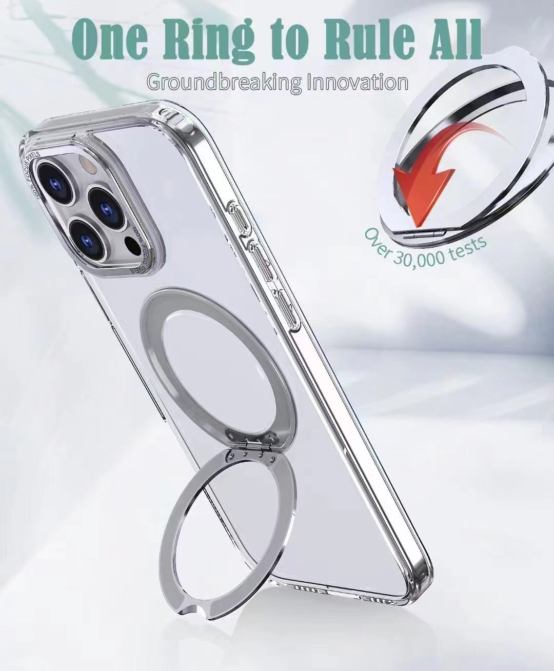 USP Clear Case For iPhone 17 Pro Max 360° Rotatable Ring Stand Compatible With Magsafe