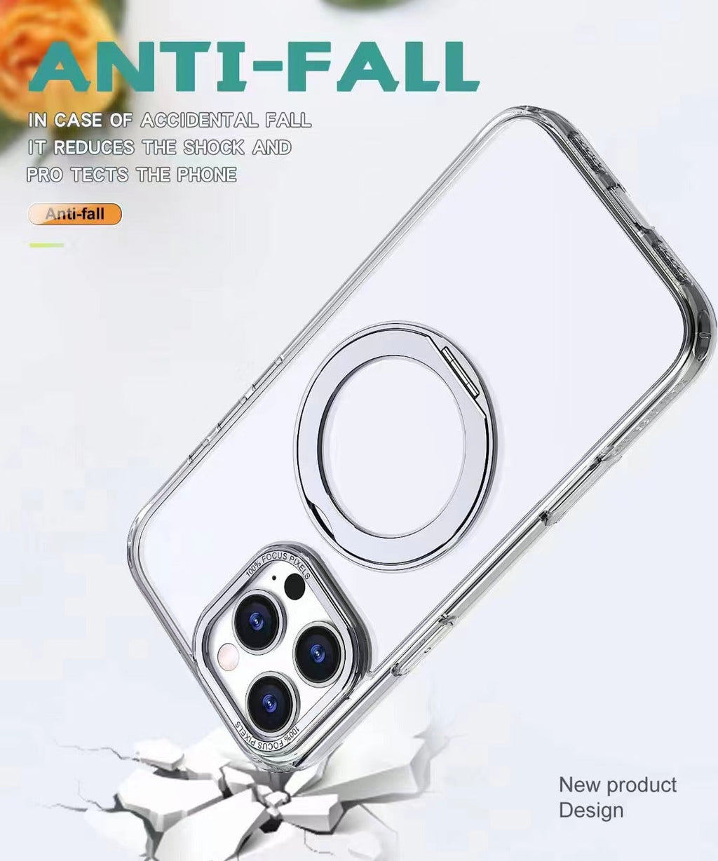 USP Clear Case For iPhone 17 360° Rotatable Ring Stand Compatible With Magsafe