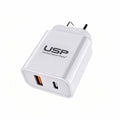 20W QC3.0 Dual Port USB-A+USB-C PD Fast Wall Charger USP