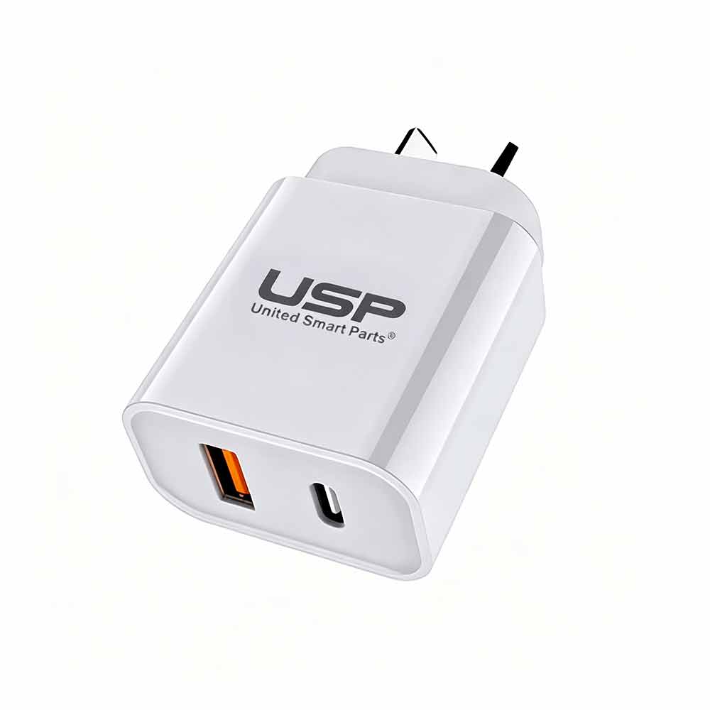20W QC3.0 Dual Port USB-A+USB-C PD Fast Wall Charger USP