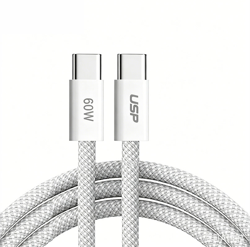 1M BoostUp White USB-C to USB-C PD 60W High Density Braided Fast Charging Cable  USP