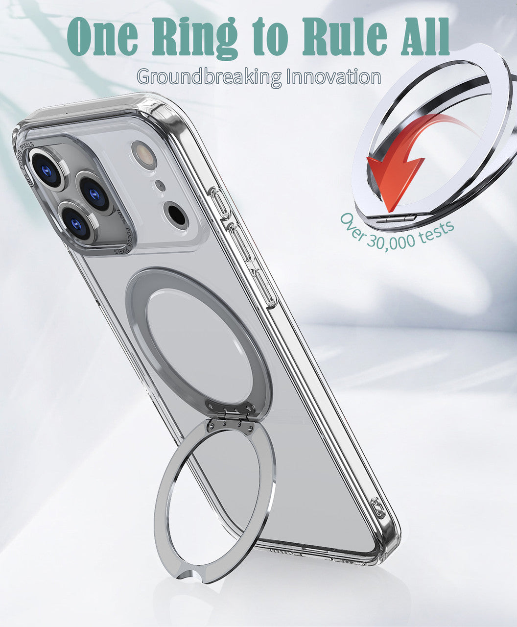 USP Clear Case For iPhone 17 Pro Max 360° Rotatable Ring Stand Compatible With Magsafe