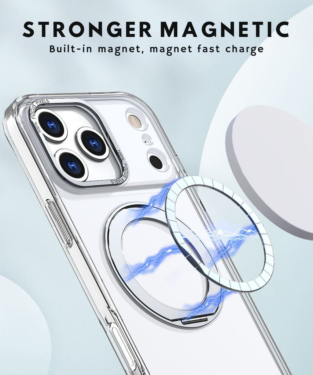 USP Clear Case For iPhone 17 Pro Max 360° Rotatable Ring Stand Compatible With Magsafe